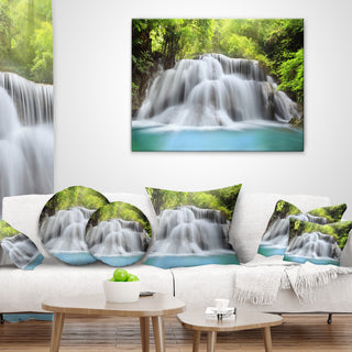 White Huai Mae Kamin Waterfall Abstract Throw Pillow, 16"x16"