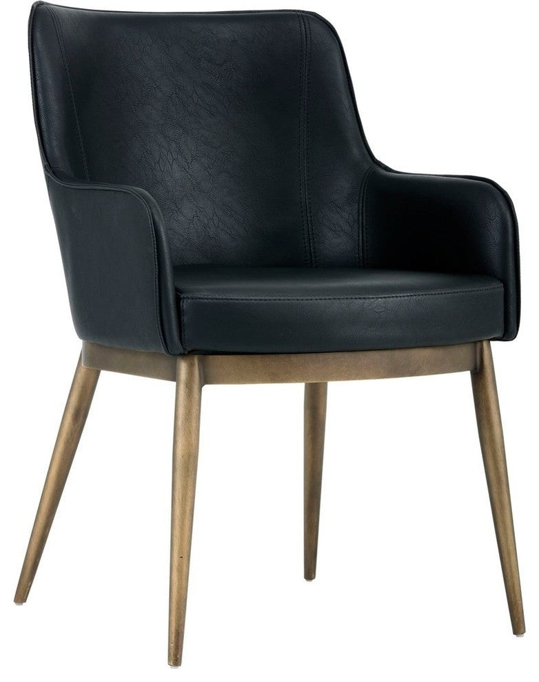 Franklin Dining Chair, Antique Brass, Vintage Black