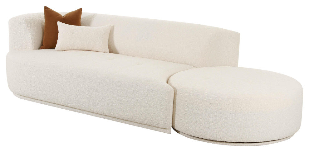 Fickle Cream Boucle 2-Piece Chaise Modular Left Arm Facing Sofa