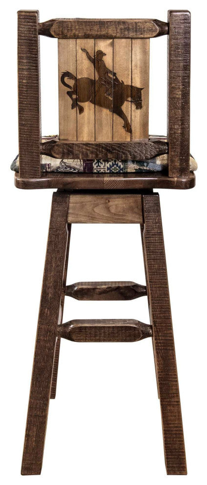 Homestead Collection 30" Upholstered Barstool With Back and Swivel, Bronc