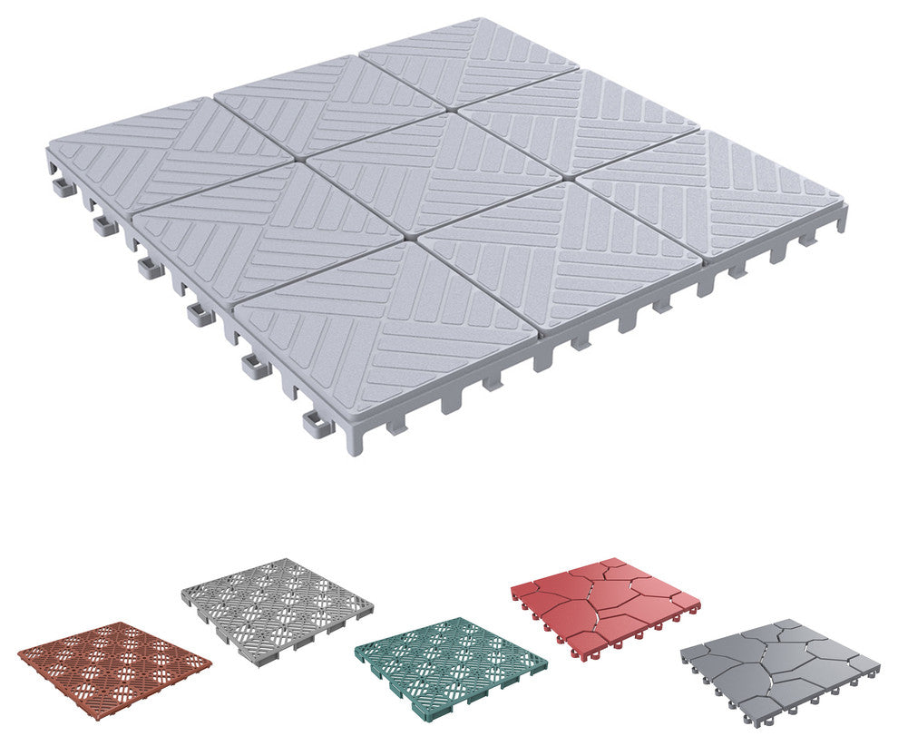 Pure Garden Set of 6 Gray Interlocking Eco Friendly Patio Tile