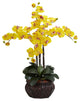 Phalaenopsis With Decorative Vase Silk Flower Arrangement, Yellow