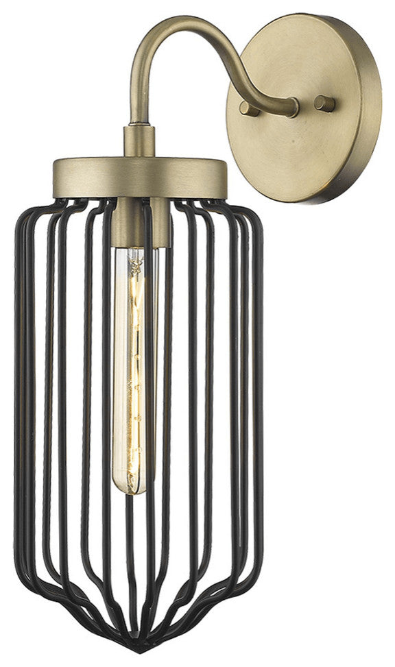 Gold and Black Metal Cage Wall Sconce