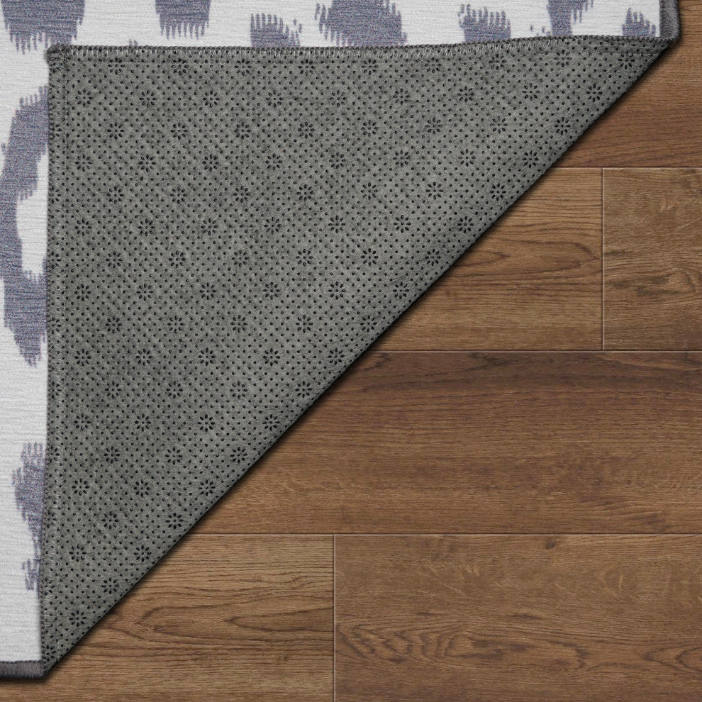 My Magic Carpet Washable Rug Miya Leopard Gray, 2.5' X 7'