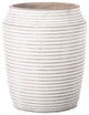 Round Cement Pot with Embossed Stripe Pattern Washed White Finish, Small