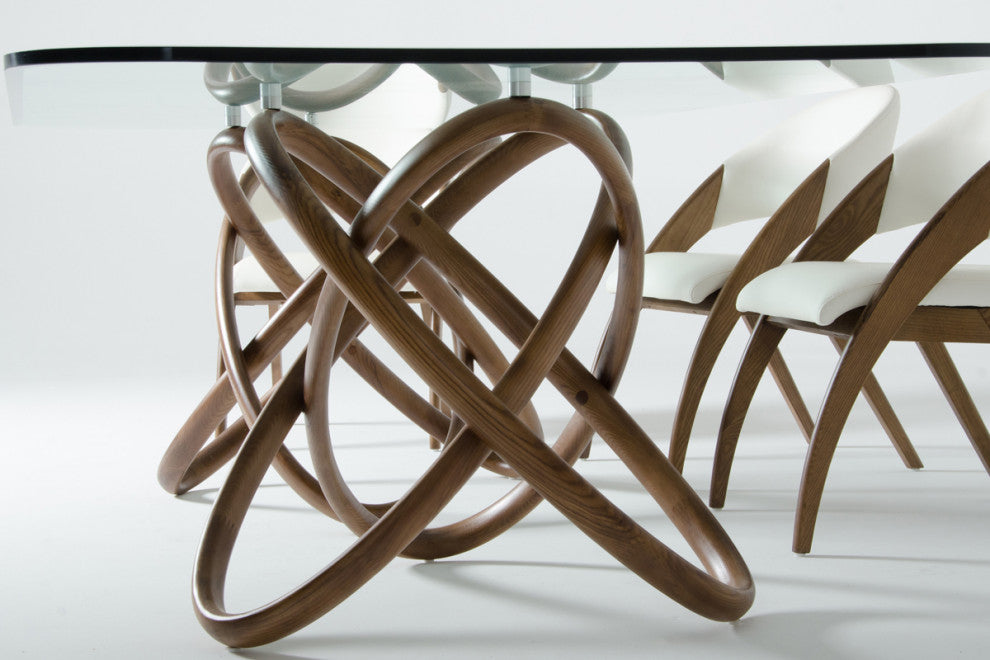 HomeRoots 47" Walnut and Glass Dining Table