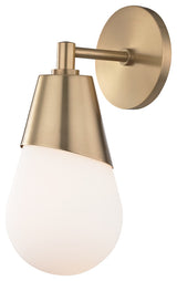 Cora Wall Sconce, Opal Etched Glass, Finish: Aged Brass
