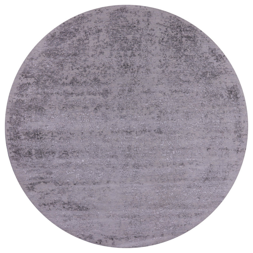 8' Round Persian Hand-Knotted Wool and Silk Rug Q7070