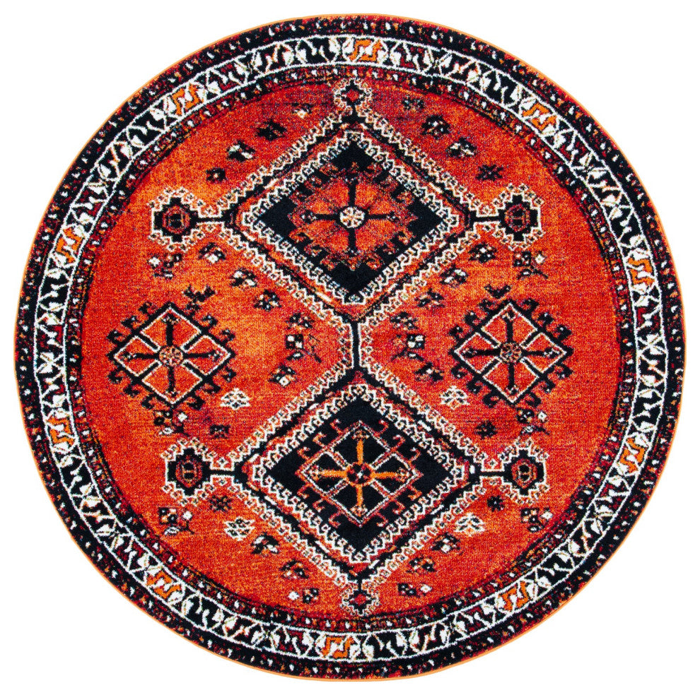 Safavieh Vintage Hamadan Vth293P Traditional Rug, Orange and Red, 6'7"x6'7" Squa