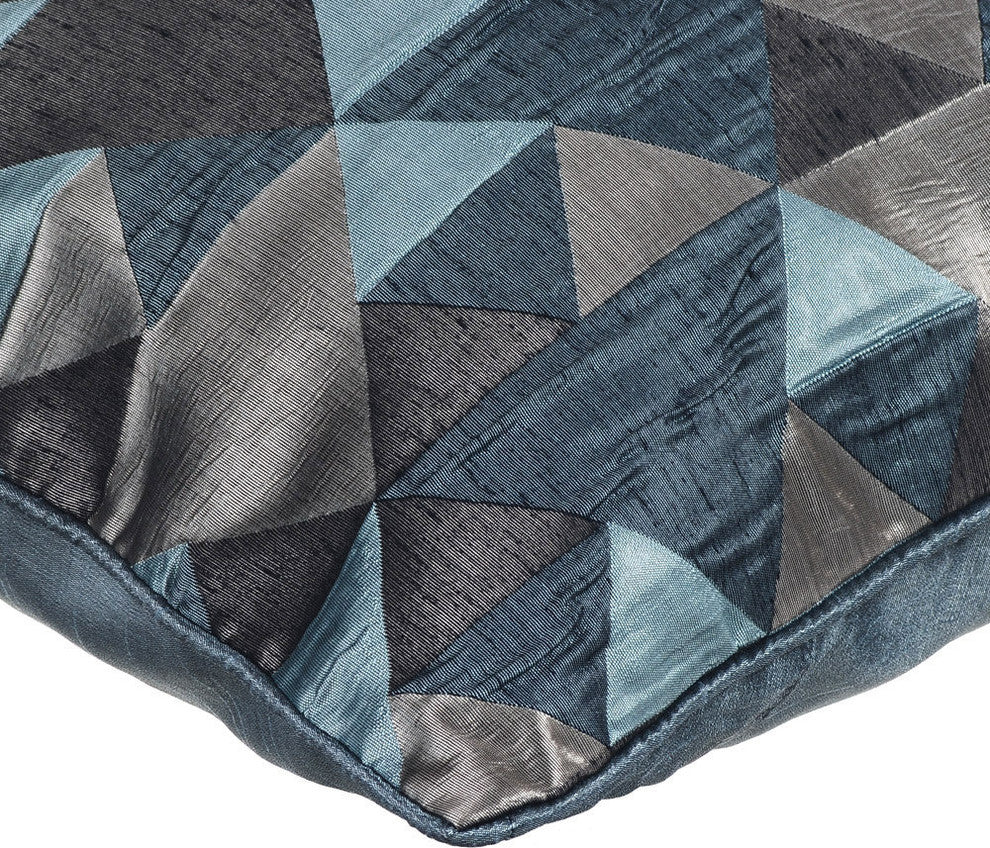 Blue Decorative Pillow Covers 18"x18" Silk, Teal Origami