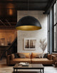 Elias Dome Pendant 8-Light Champagne Gold interior Shade, Matte Black