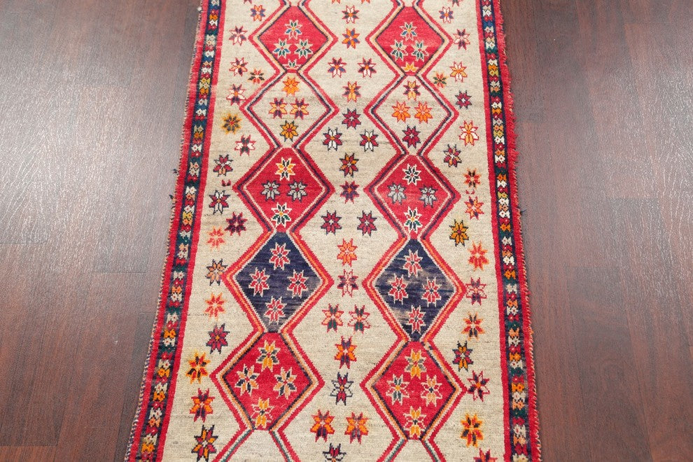 Consigned, Hand-Knotted Geometric Gabbeh Persian Oriental Rug, Brown, 6'7"X2'10"