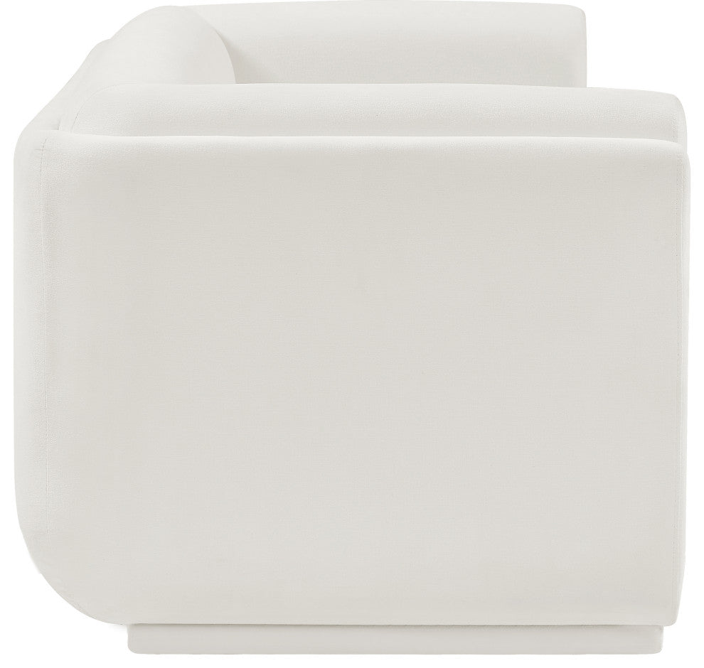 Kimora Linen Textured Fabric Upholstered Loveseat, Cream