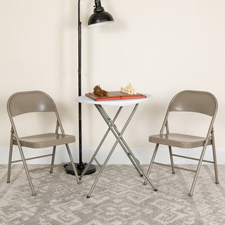 2 Pack HERCULES Series Double Braced Metal Folding Chair, Gray