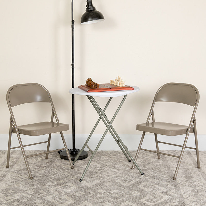 2 Pack HERCULES Series Double Braced Metal Folding Chair, Gray