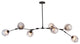 Black Metal Chandelier With Smoke Glass Shades, Black