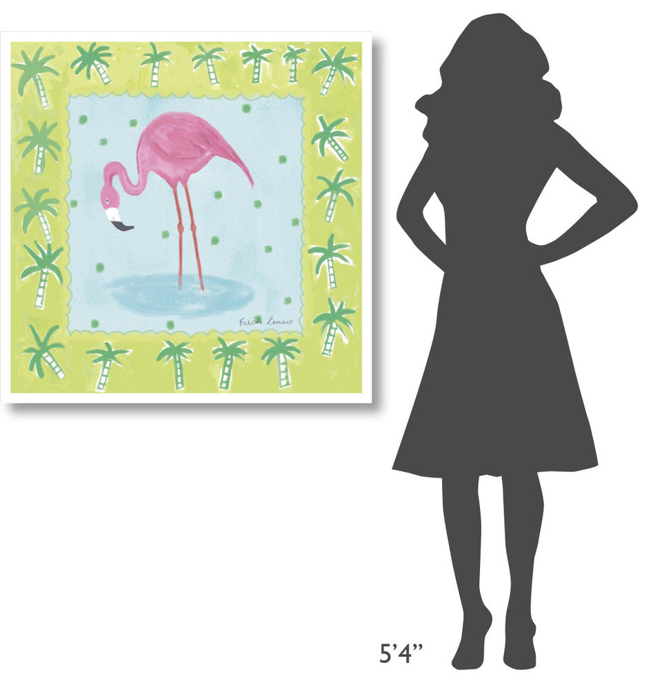 "Flamingo Dance III" Digital Paper Print by Farida Zaman, 38"x38"