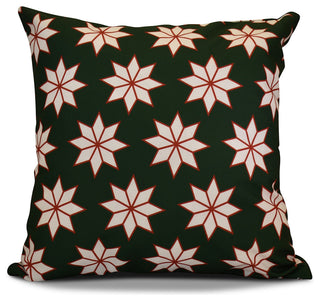 Decorative Holiday Pillow Geometric Print, Dark Green, 20"x20"