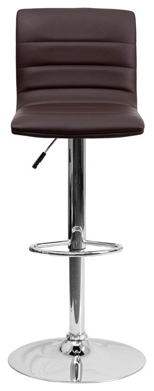 Estella Lois Mid-Back Brown Vinyl Swivel Adjustable Barstool
