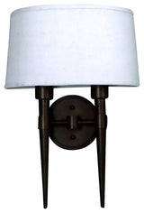 Oil Rubbed Bronze 2 Light Wall Sconce With White Fabric Shade