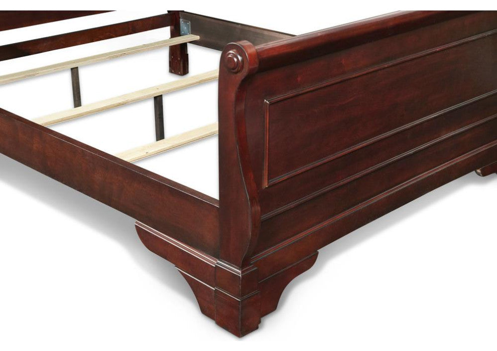 Furniture Versailles Solid Wood King Bed in Bordeaux Cherry