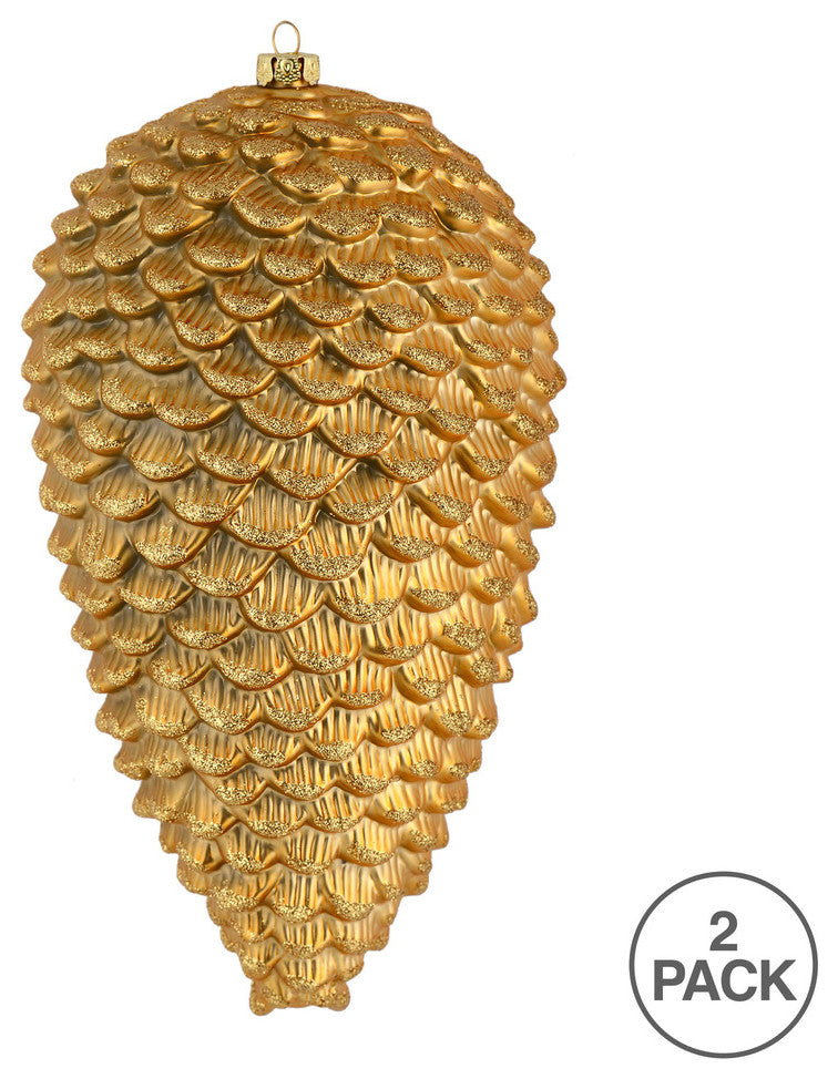 Vickerman N187333D 10" Copper Gold Matte Glitter Pinecone Christmas Ornament