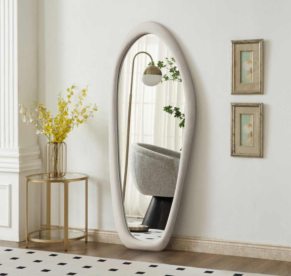 Holland Polyresin Mirror, White, Floor Mirror