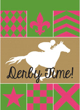 Double Applique Derby Silks Derby Time Burlap Garden Flag