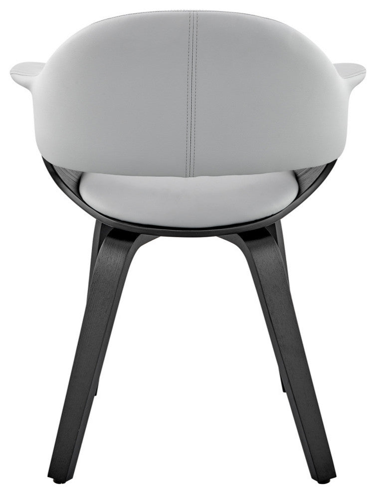 Adalyn Faux Leather and Wood Dining Room Accent Chair, Gray and Black