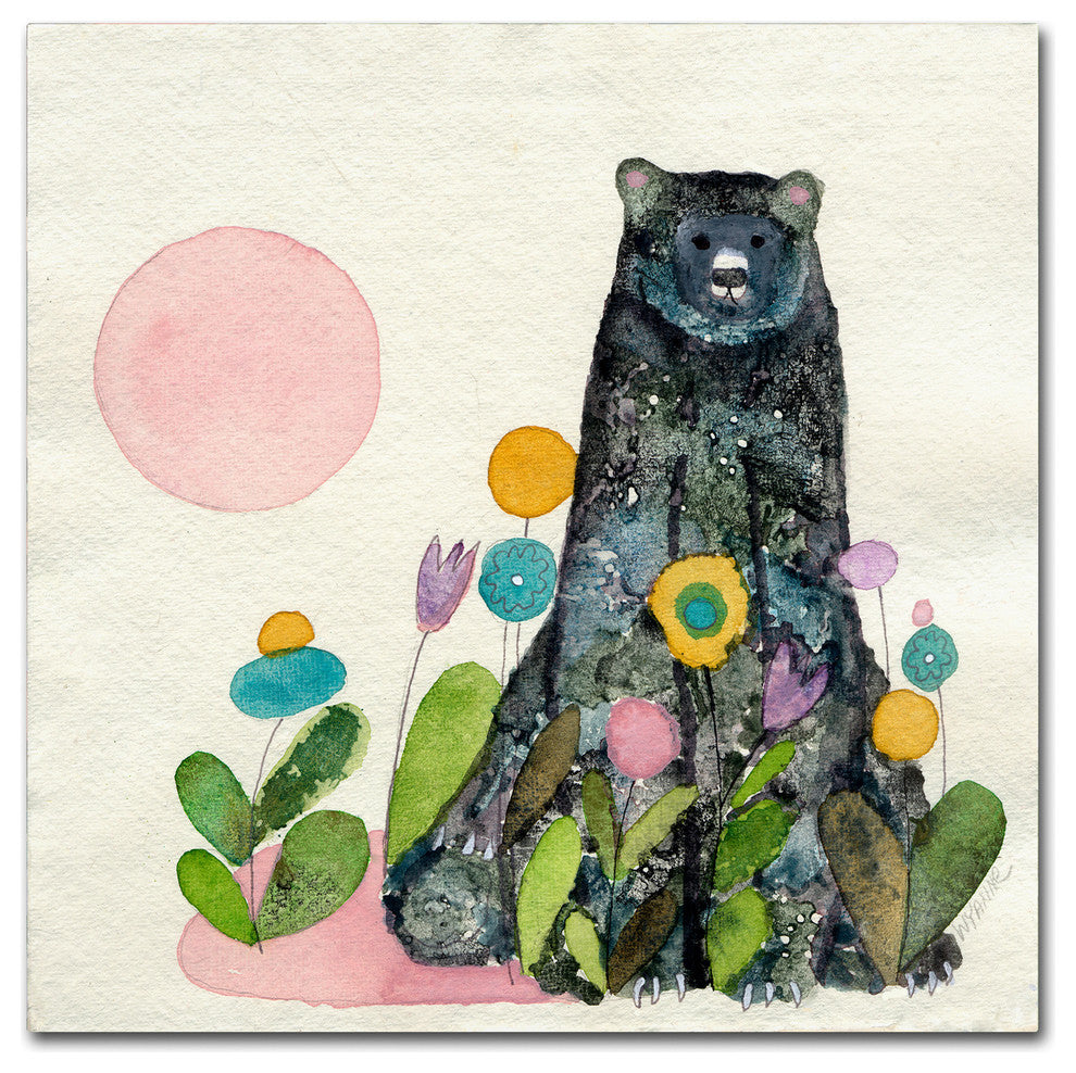 Wyanne 'Garden Bear' Canvas Art, 18"x18"