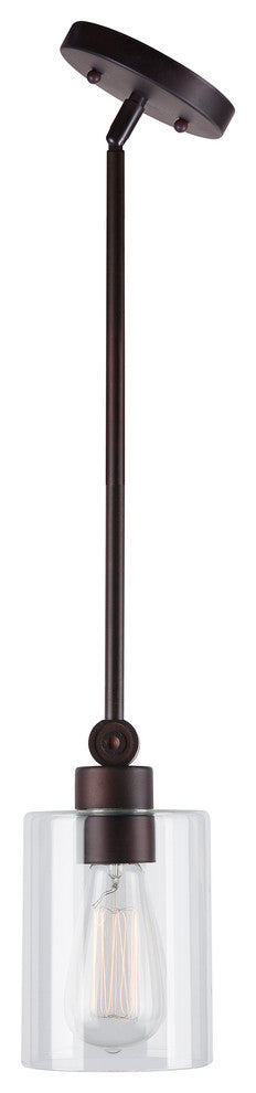 1 Light Mini Pendant, Antique Bronze, Clear Glass