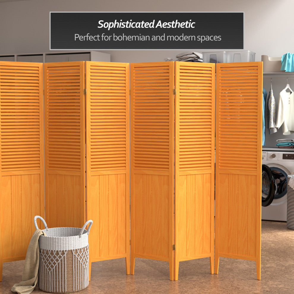6' Tall Beadboard Divider, Honey, 6 Panels