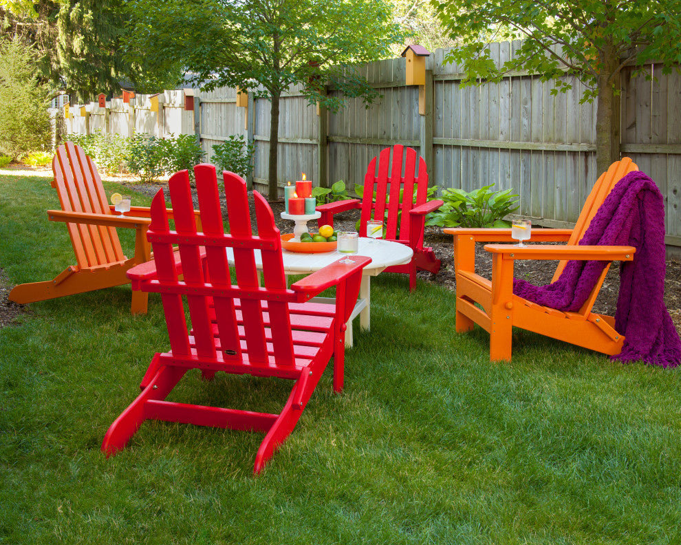 Polywood Classic Folding Adirondack 5-Piece Conversation Group, Pacific Blue