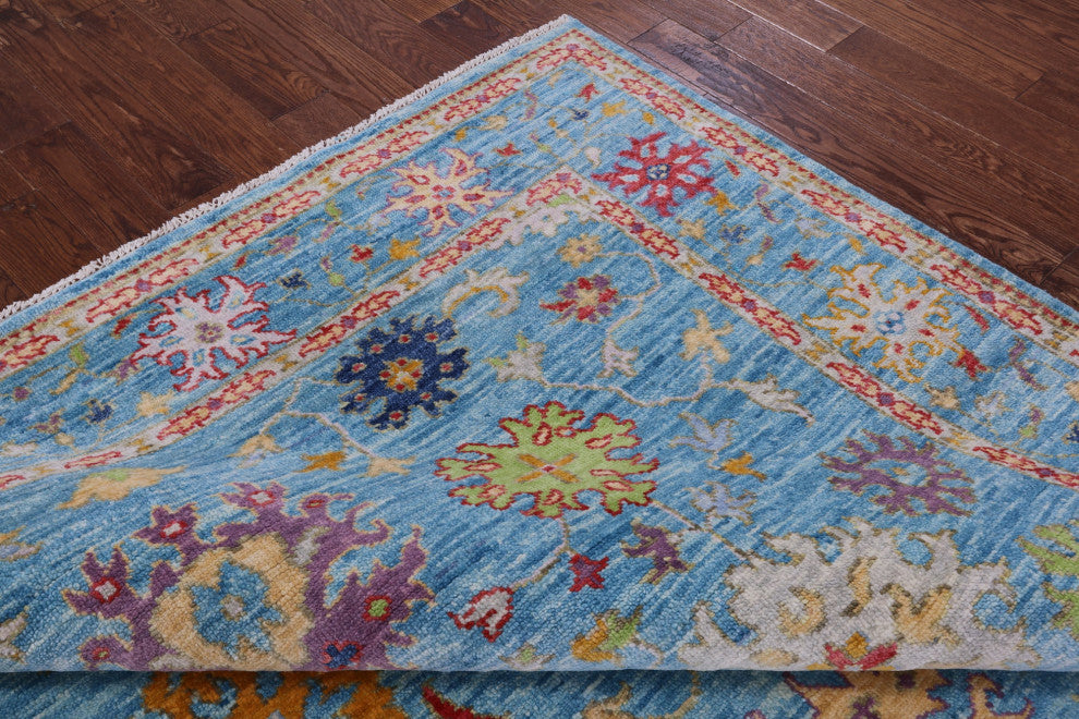 8' Square Handmade Turkish Oushak Wool Rug - Q13392