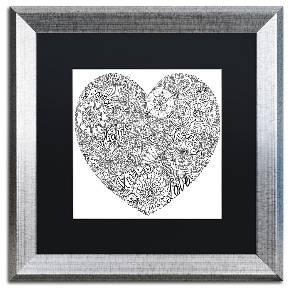 Hello Angel 'Love Heart' Art, Silver Frame, Black Mat, 16x16