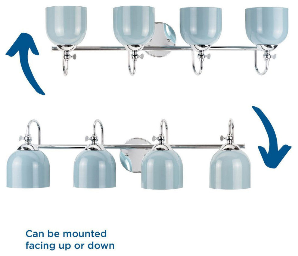 Dalton Collection 4-Light Polished Chrome Metal Shade Bath Vanity Light
