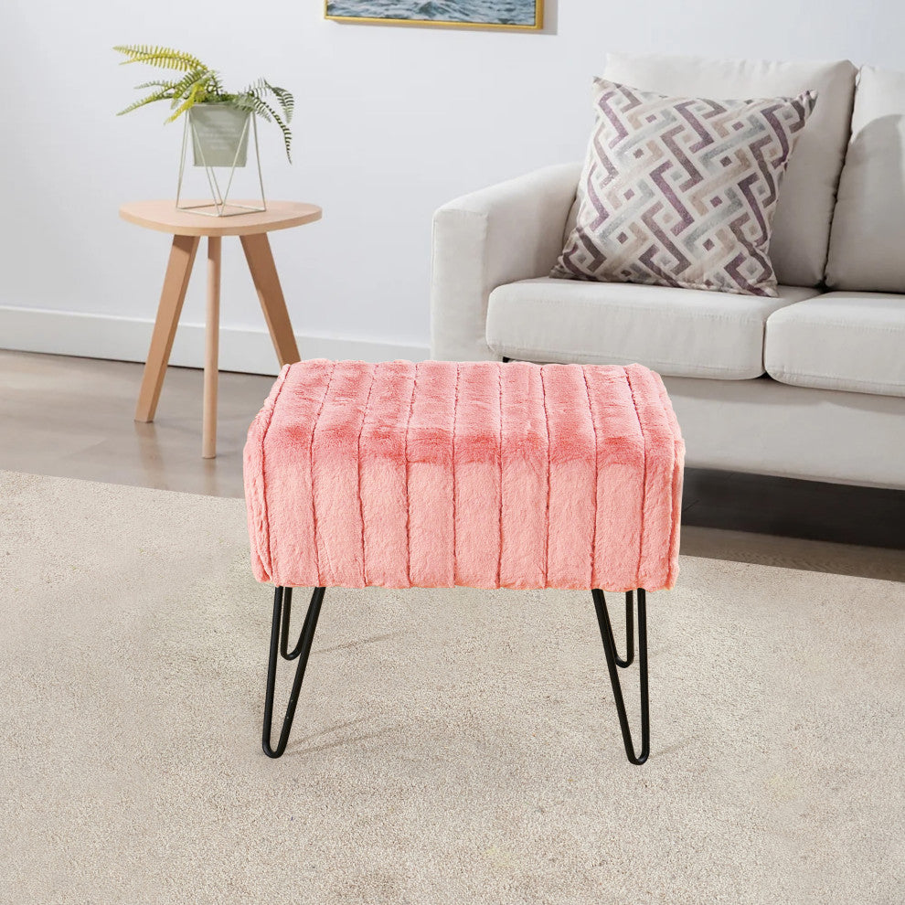 Serenta Super Mink Ottoman, Peach Echo, 19''x13''x17''