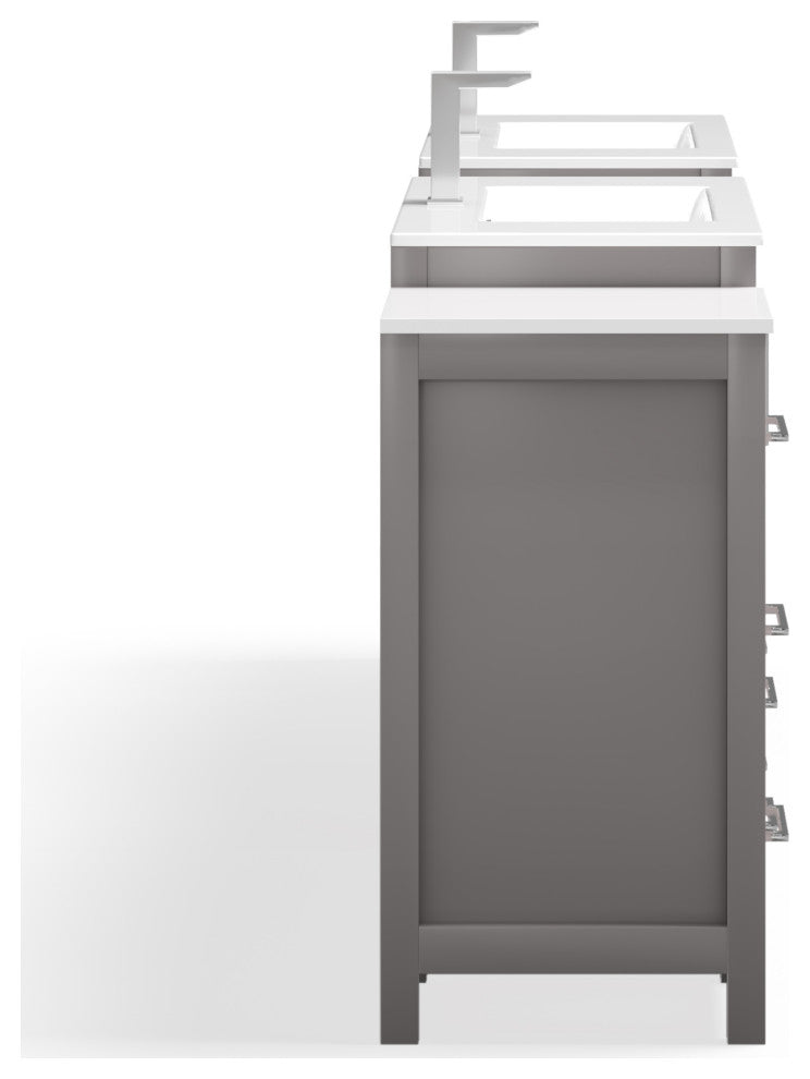 The Pullman Bathroom Vanity, Gray, 96", Double Sink, Freestanding