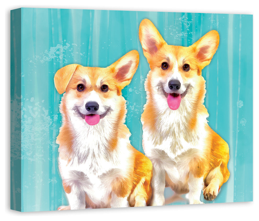 Corgi Dog Pals 24x30 Canvas Wall Art