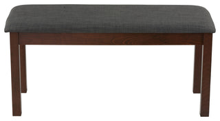 Cortesi Home Rosco Dining Bench, Charcoal Fabric, Walnut Finish 40"