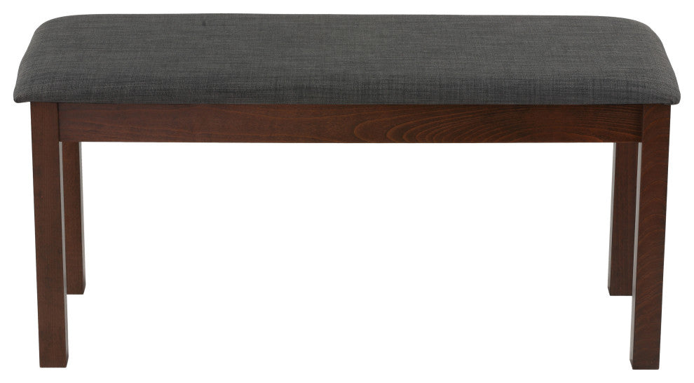 Cortesi Home Rosco Dining Bench, Charcoal Fabric, Walnut Finish 40"