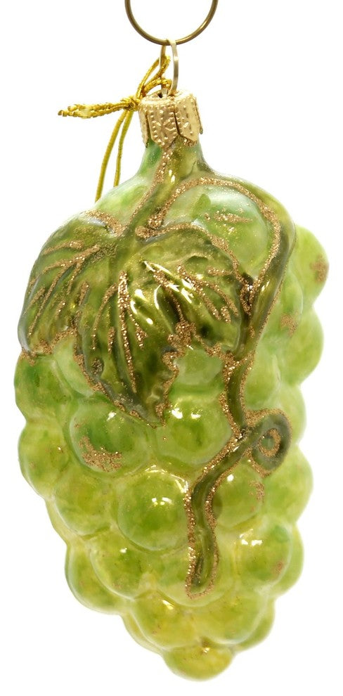 Holiday Ornaments Green Grapes Glass Poland Hand Painted 105R