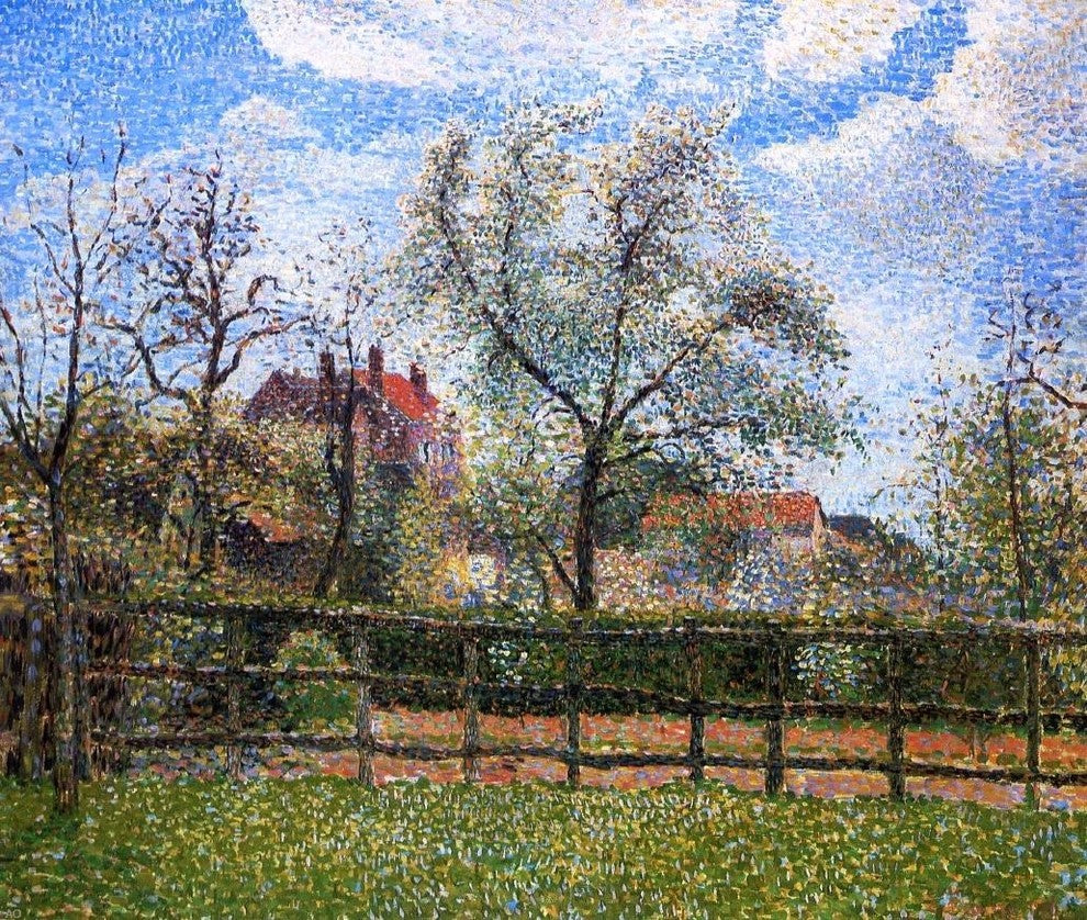 Camille Pissarro Pear Tress in Bloom  Eragny  Morning Gallery Wrapped Canvas