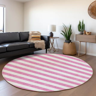 Premium Machine Washable Mayfield AMF528 Pink 8' x 8' Round Rug
