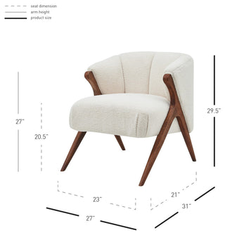Florence Fabric Accent Chair Brown Legs, Shearling Beige
