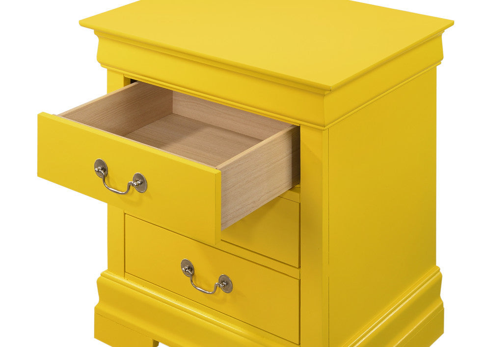 Louis Philippe 3-Drawer Nightstand (29 in. H x 21 in. W x 16 in. D), Yellow