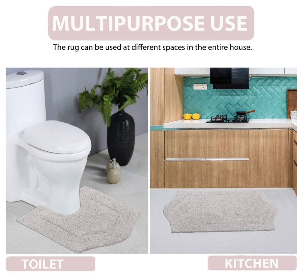 Waterford Bath Rug, 17"x24", Light Gray