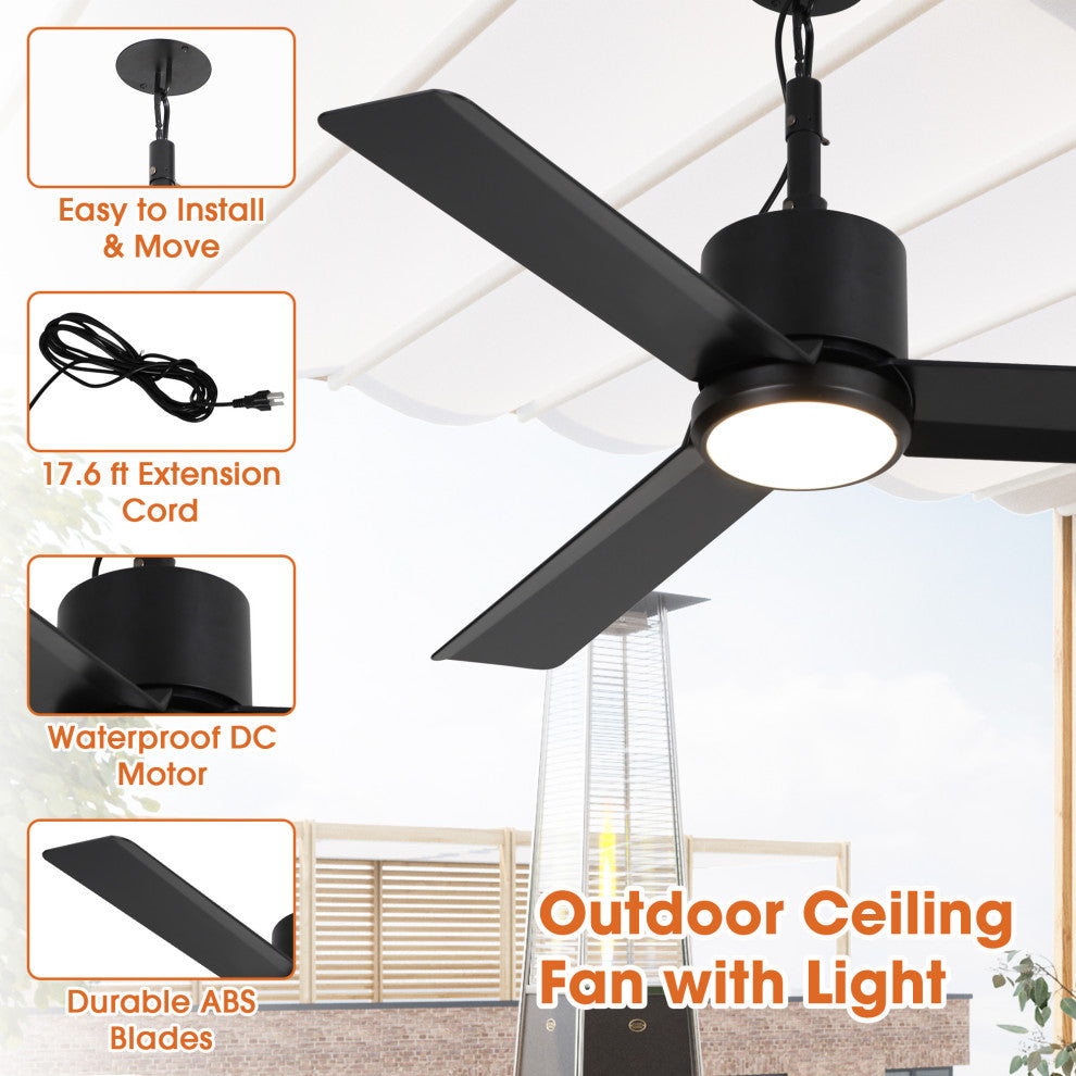 42-inch Traditional Outdoor 3-Blade Ceiling Fan with Light