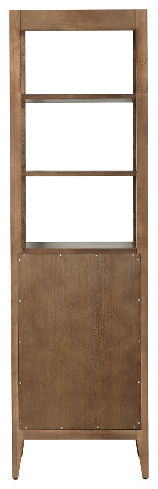 Vanity Art 21" Freestanding Linen Cabinet, Linear Walnut, Matte Black Handle
