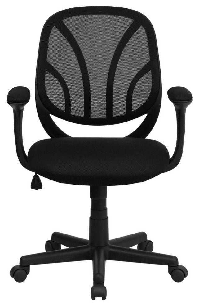 Y-GO ChairMid-Back Black Mesh Swivel Task Chair With Arms